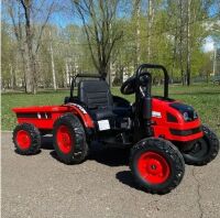 Дитячий електромобіль Трактор з причепом M 4419EBLR-3 одномісний, на колесах EVA / червоний