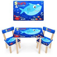 Дитячий пластиковий столик з двома стільчиками Bambi ETZY-13 бежево-коричневий