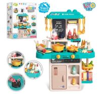 Велика ігрова інтерактивна дитяча кухня 889-255 ллється вода, пара, звук, світло, посуд, продукти 53 предмети