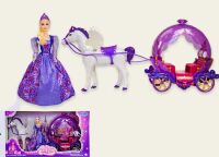 Ігровий набір для дівчинки 234A Лялька з каретою та конем