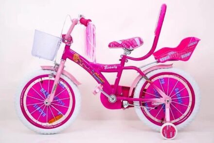 Дитячий двоколісний велосипед для дівчинки BEAUTY з сидінням для ляльки і народить.ручкою "Барбі"Barbie колеса 18д