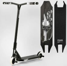 Трюковий двоколісний самокат Best Scooter МТ-30377 "FEAR" SCS-система ПЕГИ Алюмінієвий диск і дека / білий