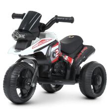 Дитячий електромобіль мотоцикл ТРИЦИКЛ Bambi M 4826L-1 зі шкіряним сидінням на пластикових колесах/білий