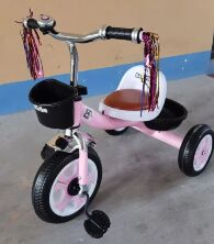Дитячий триколісний велосипед Best Trike LM-2633 з кошиками та дзвіночком/рожевий для дівчинки