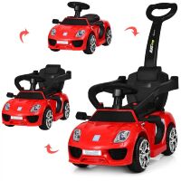 Дитяча каталка-толокар машина електромобіль 2 в 1 M 3592L-3 червона з батьківською ручкою **