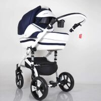 Коляска дитяча класична універсальна 2 в 1 MACAN White-Blue синьо-біла