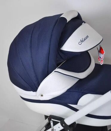 Коляска дитяча класична універсальна 2 в 1 MACAN White-Blue синьо-біла