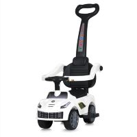 Дитяча каталка толокар Bambi Racer M 5728L-1 з батьківською ручкою, м'яке сидіння, музика, Біла