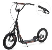 Двоколісний Самокат дорослий iTrike SR 2-045-1-B сталевий з ручним гальмом / колеса 14д / чорний**