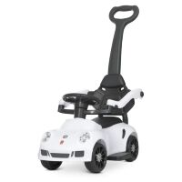 Дитяча машинка каталка-толокар Штовхач Bambi M 4577-1 з батьківською ручкою. Є музика і світло. Колір білий
