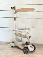 Дитячий складний самокат трансформер 3в1 Maraton K619B з батьківською ручкою та козирком сірий