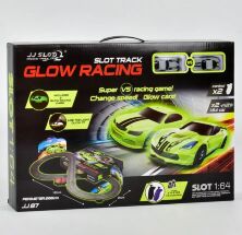 Дитяча іграшка Перегоновий автотрек трек на р/к Glow Racing JJ-87-2 на радіокеруванні/неонові машинки