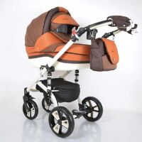 Коляска дитяча класична універсальна 2 в 1 MACAN Orange-Brown оранжево-коричнева