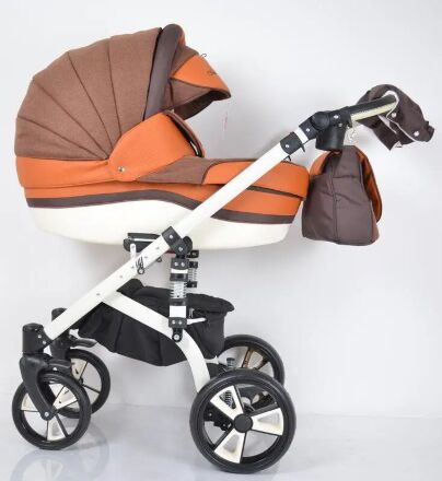 Коляска дитяча класична універсальна 2 в 1 MACAN Orange-Brown оранжево-коричнева