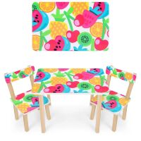 Дитячий пластиковий столик з двома стільчиками Bambi ETZY-13 бежево-коричневий