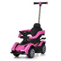 Дитяча машинка-каталка-толокар 3в1 M 5781EBL-8 з батьківською ручкою (від педалі), мотор 35W, рожева для дівчинки