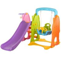 Дитяча пластикова гірка з гойдалкою B0903-4 з баскетбольним кільцем