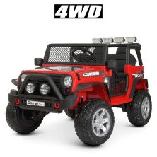 Дитячий двомісний електромобіль Джип Машина 4WD M 4297EBLR-3 шкіряне сидіння / колір червоний **
