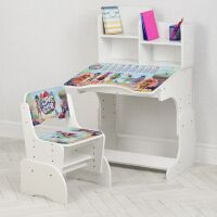 Дитяча регульована парта зі стільчиком растишка Bambi W 2071-102-1 / Колір білий Лялечки**