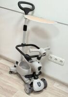 Дитячий складний самокат трансформер 3в1 Maraton K619B з батьківською ручкою та козирком сірий