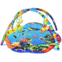 Розвиваючий килимок для немовляти M 1557 Дуга з підвісками / Для дівчинки і хлопчика / синій "Підводний світ"