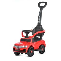 Машина каталка-толокар з батьків.ручкою 2в1 M 4811EL-3 Електромобіль на EVA колесах Шкіряне сидіння / червоний