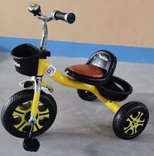 Дитячий триколісний велосипед Best Trike LM-1947 з кошиками та дзвіночком/жовтогарячий для хлопчика та дівчинки