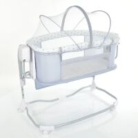 Детская люлька-качалка с москитной сеткой 3в1 8601 Кроватка с таймером и музыкой / белая