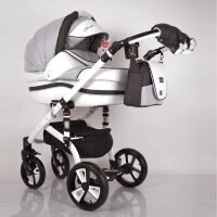 Коляска дитяча класична універсальна 2 в 1 MACAN White / Grey сіро-біла