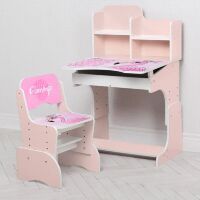 Дитяча регульована парта зі стільчиком растишка Bambi W 2071-74-3 Фламінго рожева**