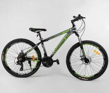 Спортивний алюмінієвий велосипед MTB Corso 24594 ZOOMER колеса 26 дюймів / Shimano 21 швидкість / чорно-зелений