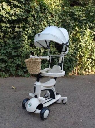 Дитячий складний самокат трансформер 3в1 Maraton CITY LINE Smart Baby 669 з батьківською ручкою та капюшоном