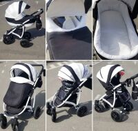 Коляска дитяча універсальна класична 2 в 1 AVALON WHITE біла