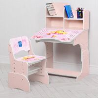 Дитяча регульована парта зі стільчиком растишка Bambi B 2071-55-6(UA) Ведмедик балерина рожева**