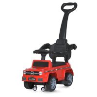 Дитяча каталка толокар M 5043L-3 машинка джип Мерседес з батьківською ручкою, м'яке сидіння, музика, червона