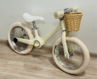 Дитячий біговел-велобіг Maraton K8 надувні колеса 14 дюймів, з переднім кошиком, бежевий