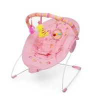 Дитячий шезлонг-Крісло качалка Bambi 6787 дуга з іграшками / вібрація / рожевий / для дівчинки