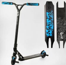 Трюковий двоколісний самокат Best Scooter RC-11108 "Reactor" HIC-система ПЕГИ Алюмінієвий диск і дека СИНІЙ