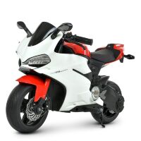 Дитячий електромобіль мотоцикл Bambi Racer M 4262EL-1-3 Ducati світло фар, шкіряне сидіння / чорно-білий
