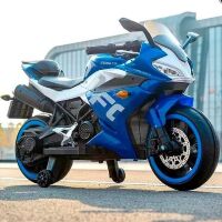 Дитячий електромобіль мотоцикл M 5024EL-4 шкіряне сидіння, MP3, USB, TF / синій