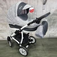 Коляска дитяча класична універсальна 2 в 1 AVALON BUENO Gray-flowers сіра