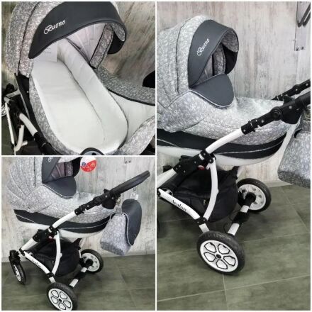 Коляска дитяча класична універсальна 2 в 1 AVALON BUENO Gray-flowers сіра