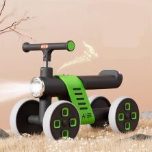 Дитячий толокар-біговел-ходунки 3в1 Maraton W01 з музикою чорно-салатовий