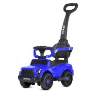 Машина каталка-толокар з батьків.ручкою 2в1 M 4813EL-4 Електромобіль на EVA колесах / шкіряне сидіння / синій