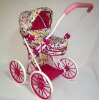 Коляска для ляльки класична Bambi 69882BN сіро-рожева