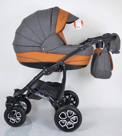 Коляска дитяча класична універсальна 2 в 1 AVALON BUENO Grey-brown сіро-коричнева