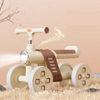 Дитячий толокар-біговел-ходунки 3в1 Maraton W01 з музикою бежево-коричневий