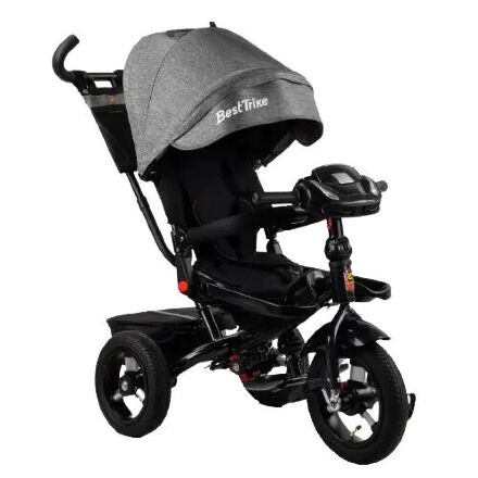 Велосипед коляска дитячий триколісний Baby Trike 6595 з ключем запалювання / сірий