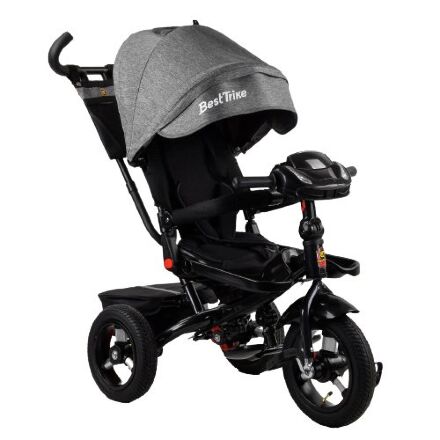 Велосипед коляска дитячий триколісний Baby Trike 6595 з ключем запалювання / сірий