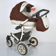 Коляска дитяча класична універсальна 2 в 1 AVALON BUENO Brown-white коричнево-біла